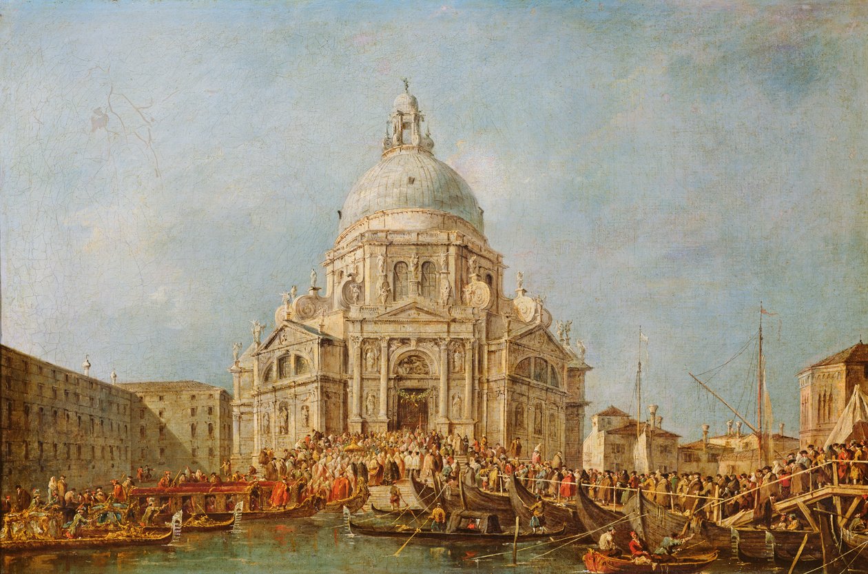 Benátský dóže na Festa della Salute, 21. listopadu, na památku konce moru v roce 1630, kolem 1766-70 od Francesco Guardi