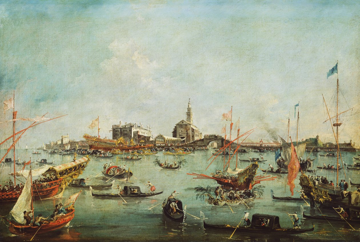 Dóže na Bucentauru před San Nicolò del Lido, na Den Nanebevstoupení Páně, cca 1766-70 od Francesco Guardi