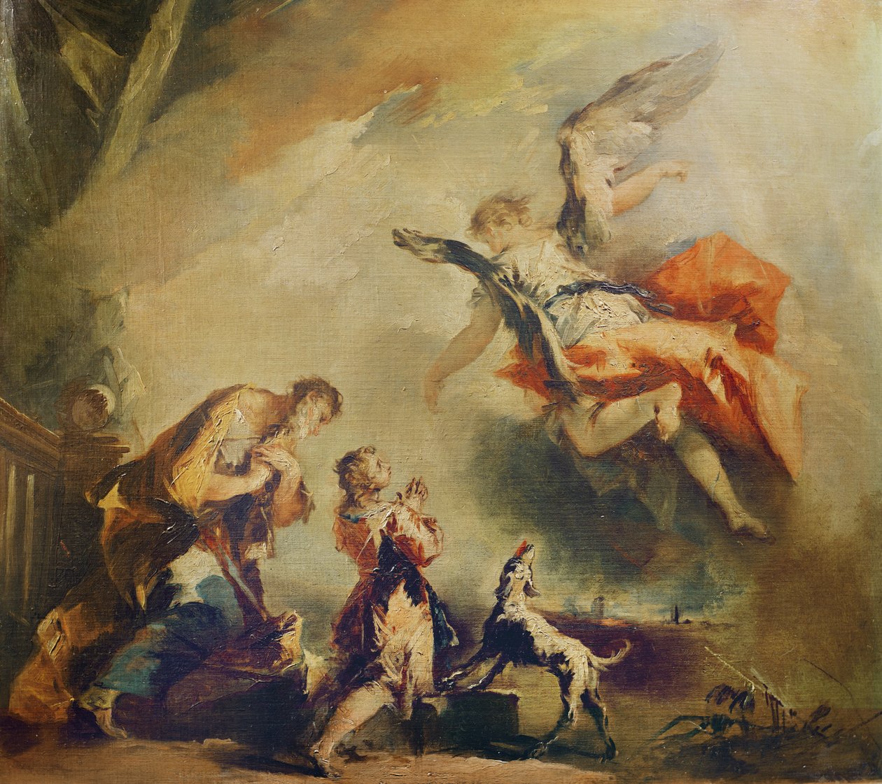 Příběh Tobiáše, odchod archanděla Rafaela, c. 1750 od Francesco Guardi