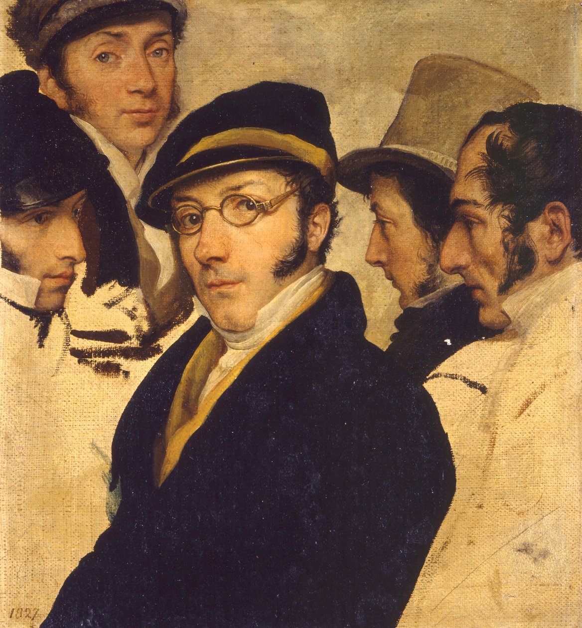 Autoportrét ve skupině přátel od Francesco Hayez
