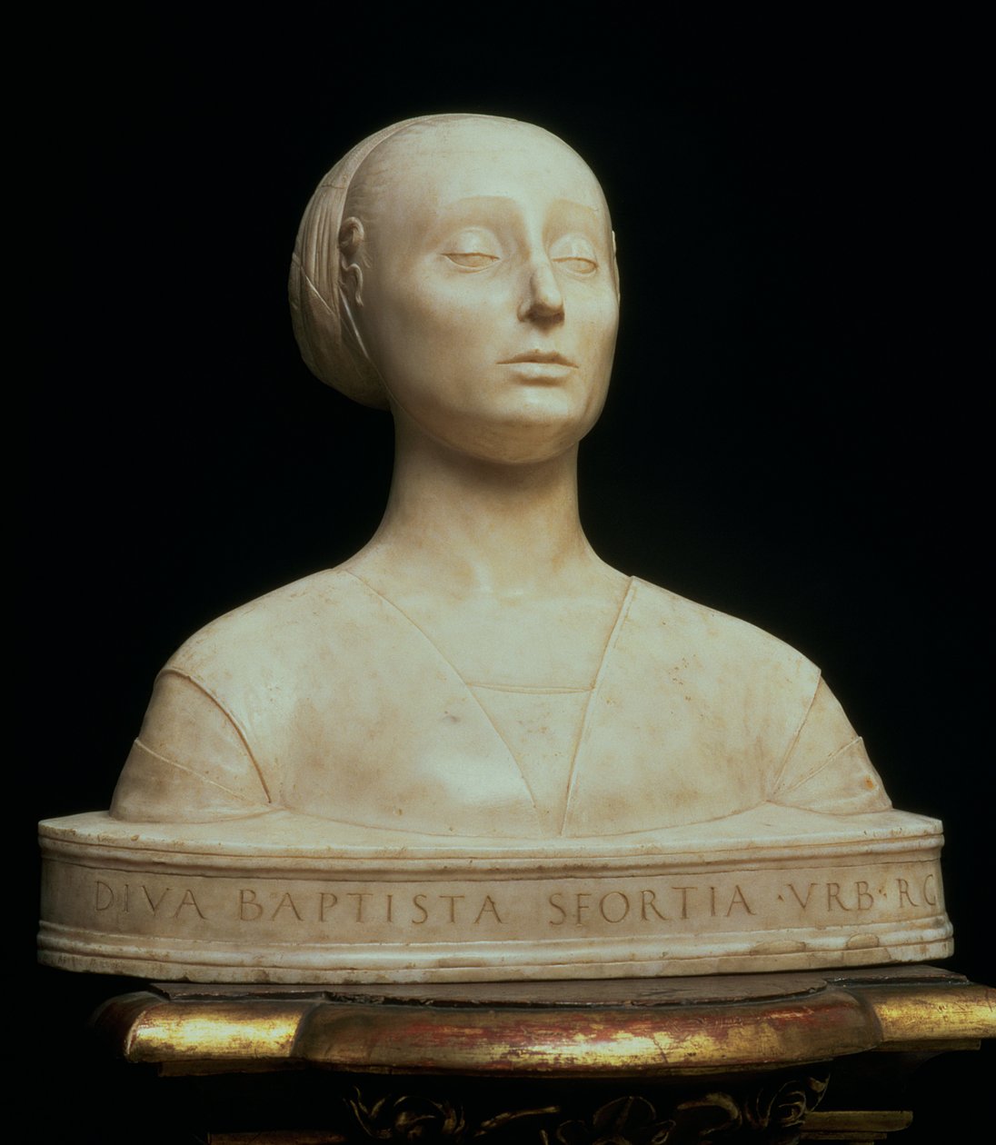 Busta Battisty Sforzy, vévodkyně z Urbina, kolem roku 1473 (mramor) od Francesco Laurana