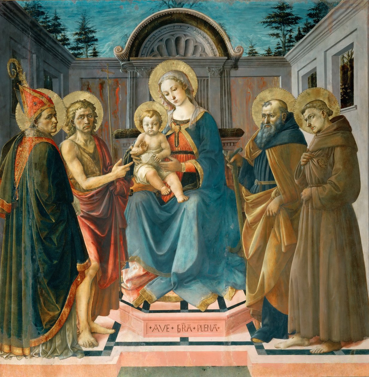 Panna s dítětem mezi svatým Zenobiem od Francesco Pesellino