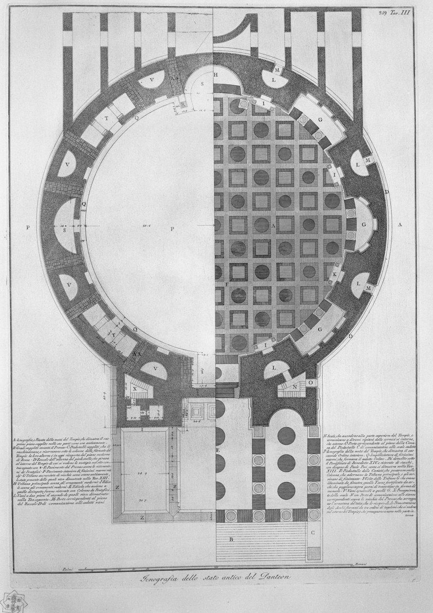 Ikonografie starověkého stavu Pantheonu od Francesco Piranesi