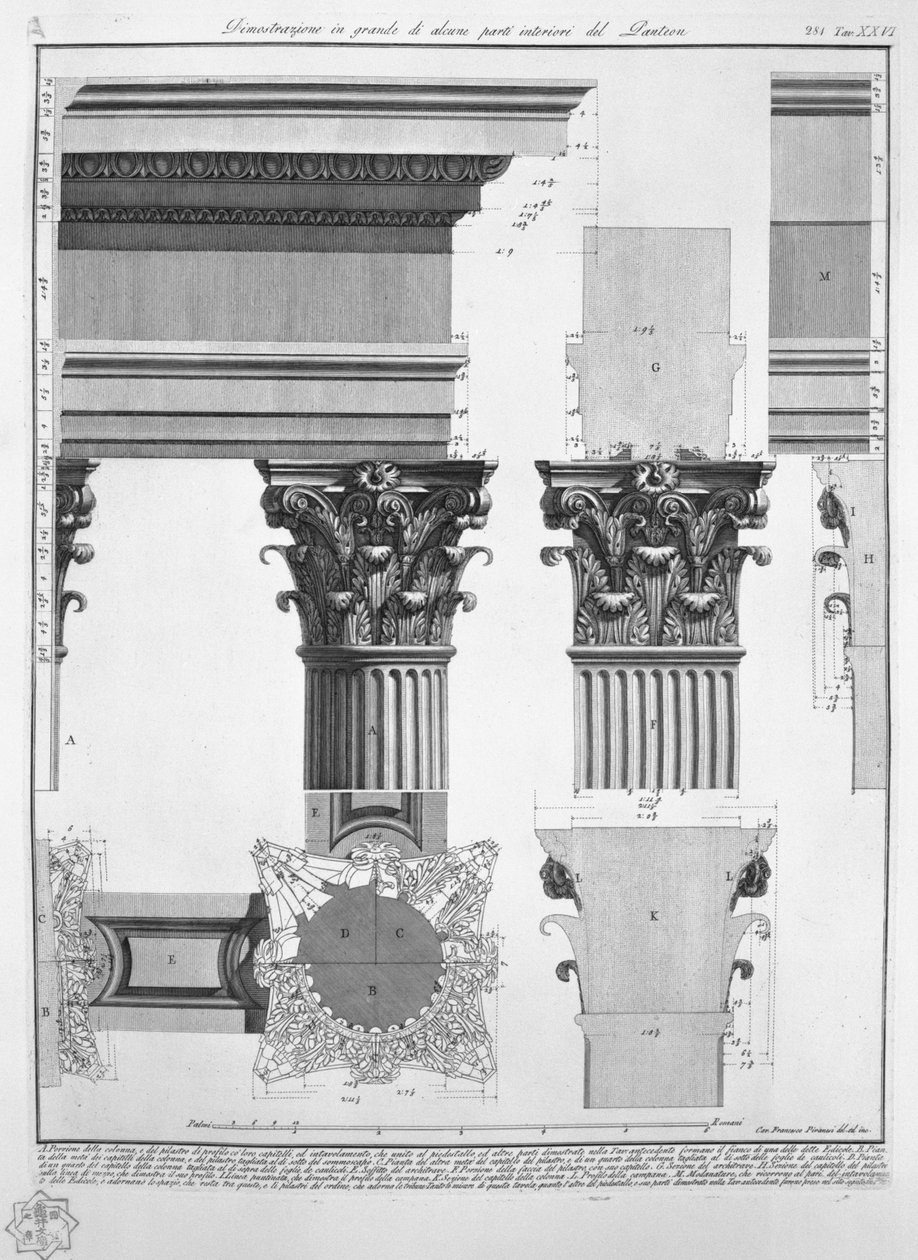 Pantheon, nahoře. Sevření od Francesco Piranesi