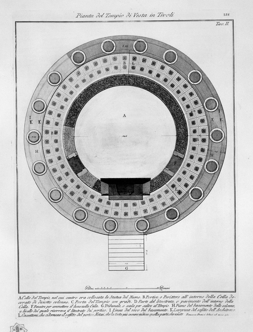 Plán chrámu Vesta v Tivoli od Francesco Piranesi