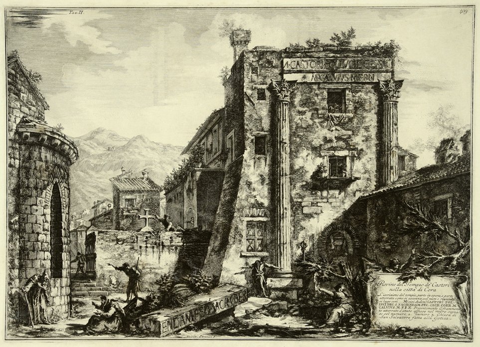 Ruins of the Temple of Castori, from the album Antiquities of Cora od Francesco Piranesi