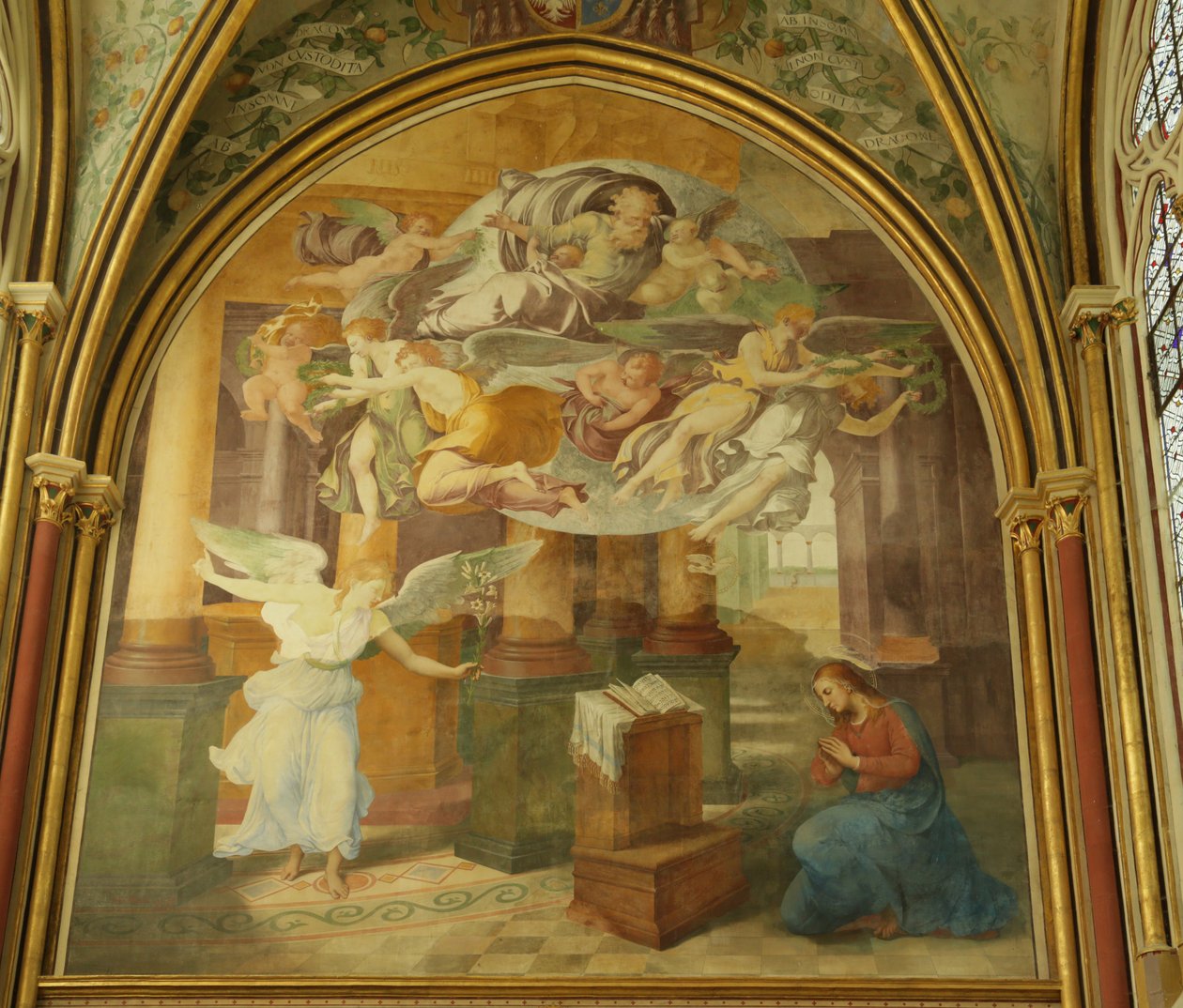 Západní stěna kaple Rayonnant opatství se Zvěstováním, 16.–19. od Francesco Primaticcio
