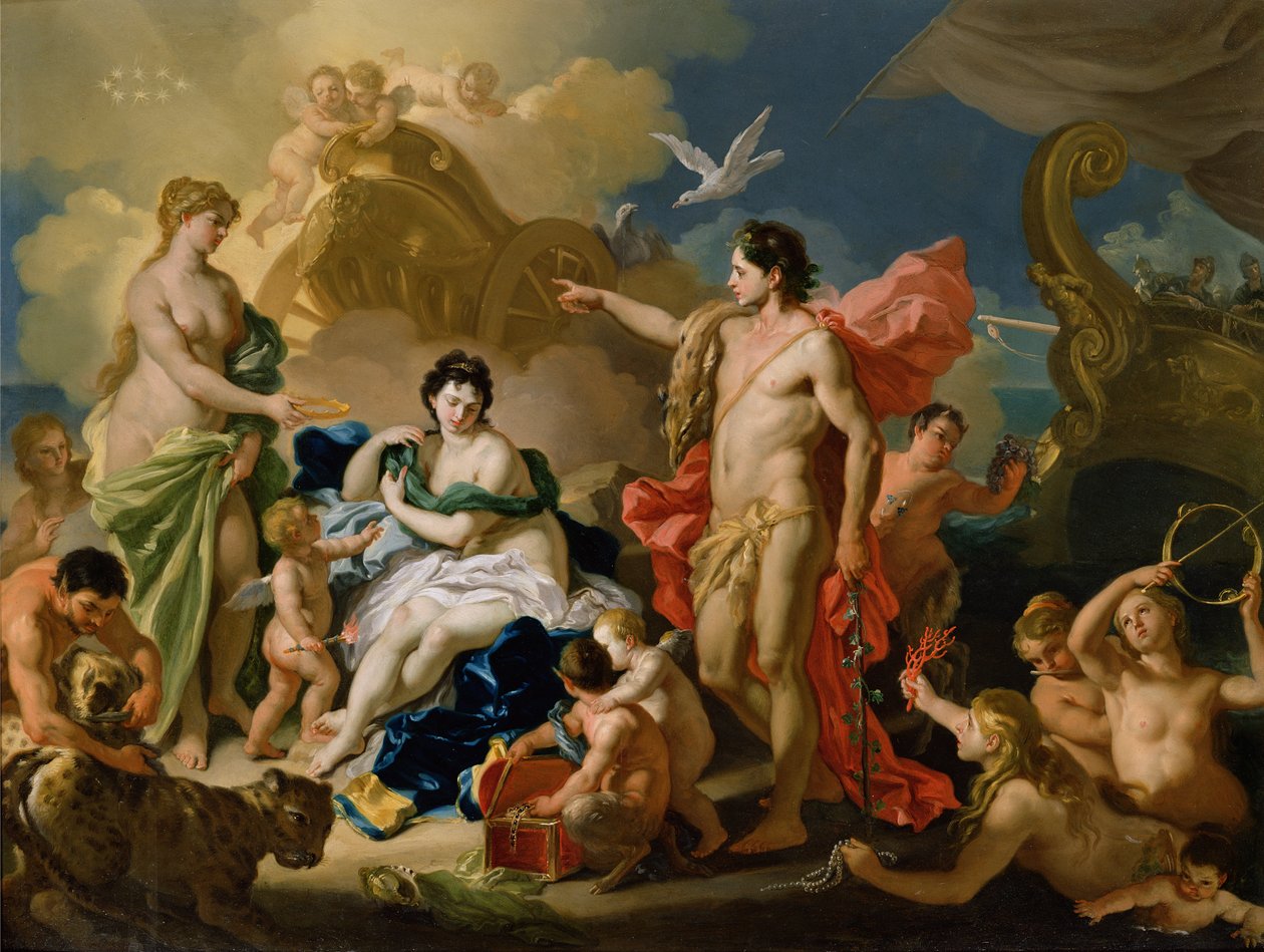 Bacchus a Ariadne (olej na mědi) od Francesco Solimena