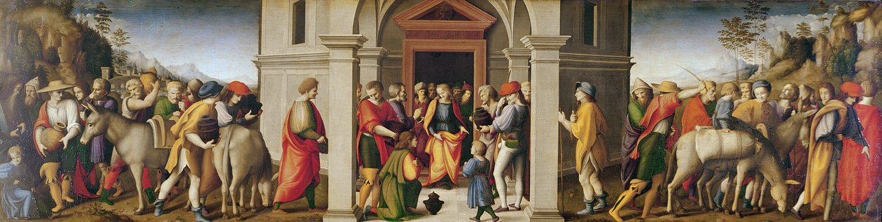 Josef přijímá své bratry, asi 1515 (olej na dřevě) od Francesco Ubertini, Il Bacchiacca
