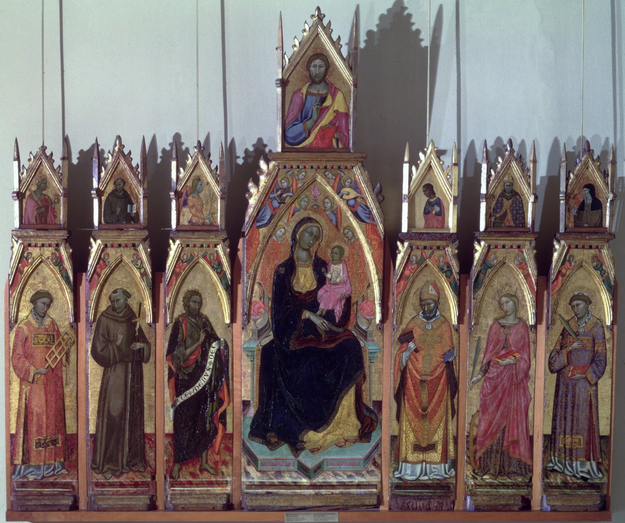 Madona s dítětem, Kristus a svatí, 1393 (tempera na panelu) od Francesco da Ancona