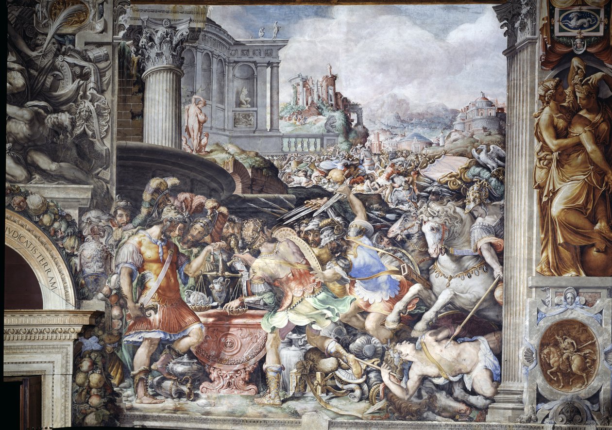 Marcus Furius Camillus (447-365 př.nl) zakazující vážení zlata, ze Sala dell