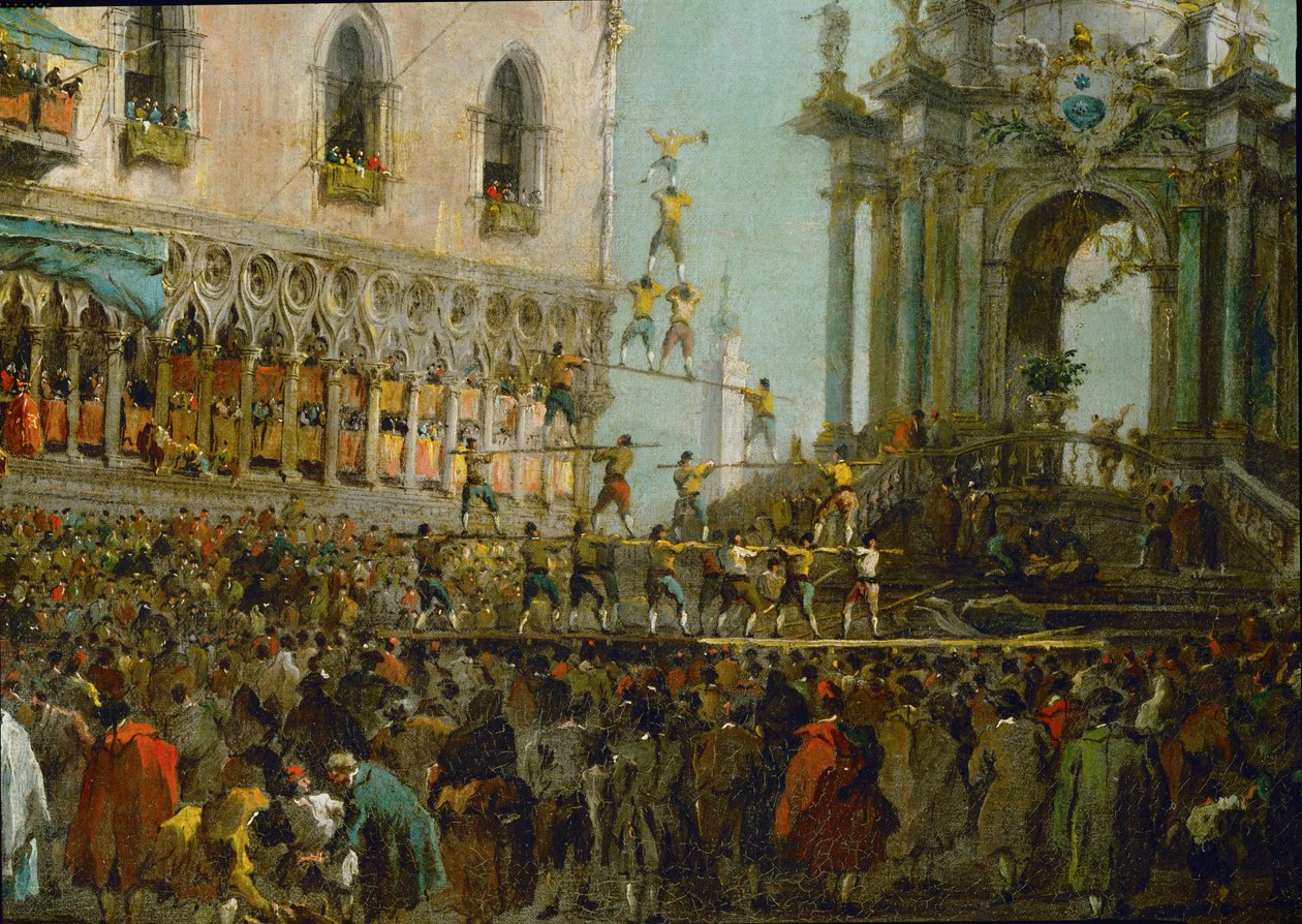 Svátek Zeleného čtvrtku v Benátkách: Ekvilibristé ... od Francesco (circle of) Guardi