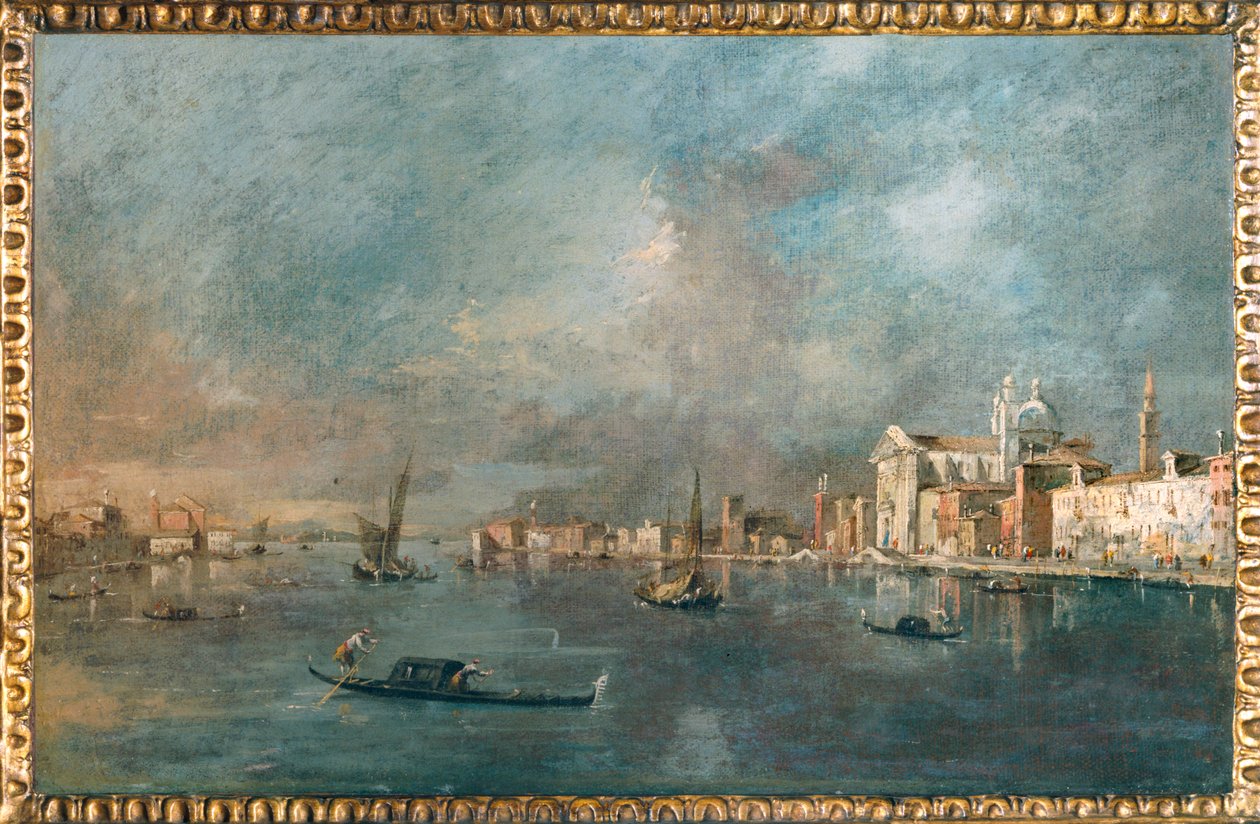 Vue de la Giudecca avec les Zattere - Pohled na kanál Giudecca a Zattere ... od Francesco (circle of) Guardi