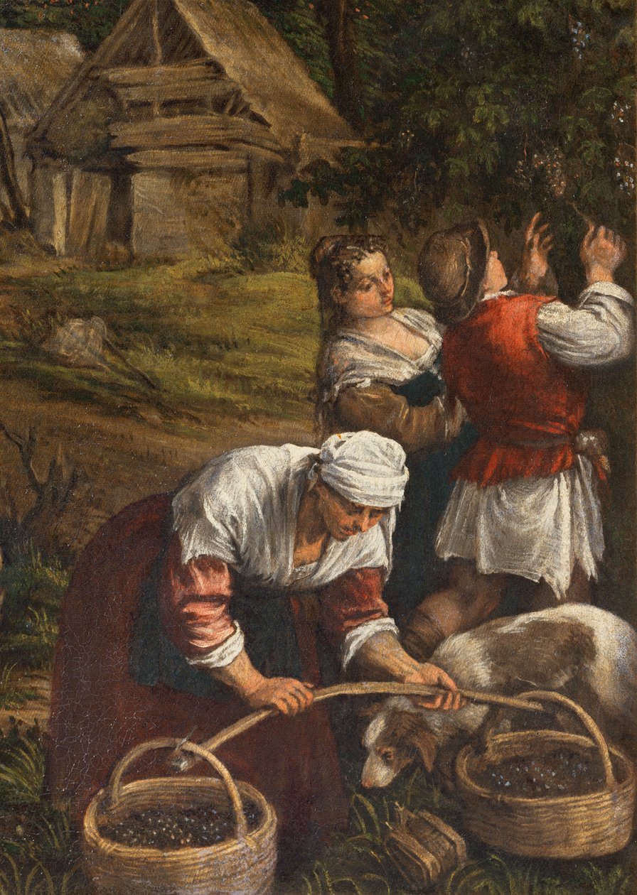 Sklizeň, (Mojžíš přijímá Desatero), (detail 65689), 1576 od Francesco Bassano