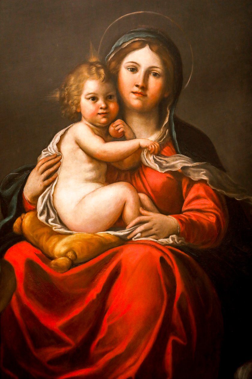 Madona a dítě s anděly (detail) 17. století (Olej na břidlici) od Francesco Albani