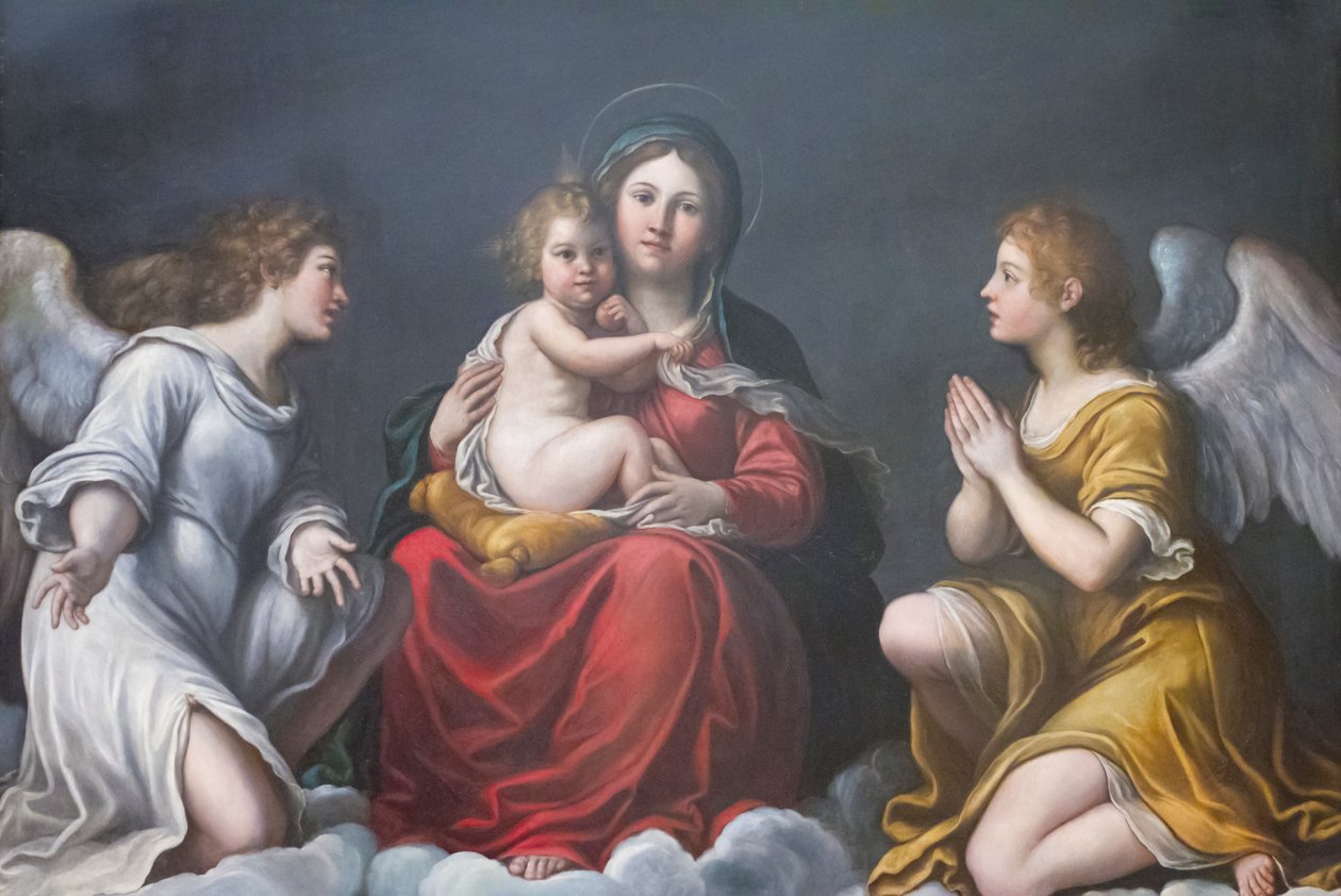 Madonna a dítě s anděly (olej na břidlici) od Francesco Albani