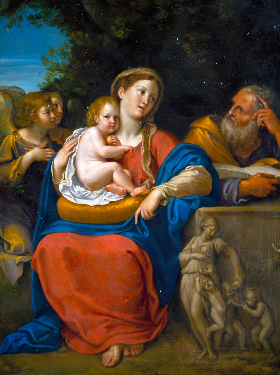 Svatá rodina (olej na kovu) od Francesco Albani
