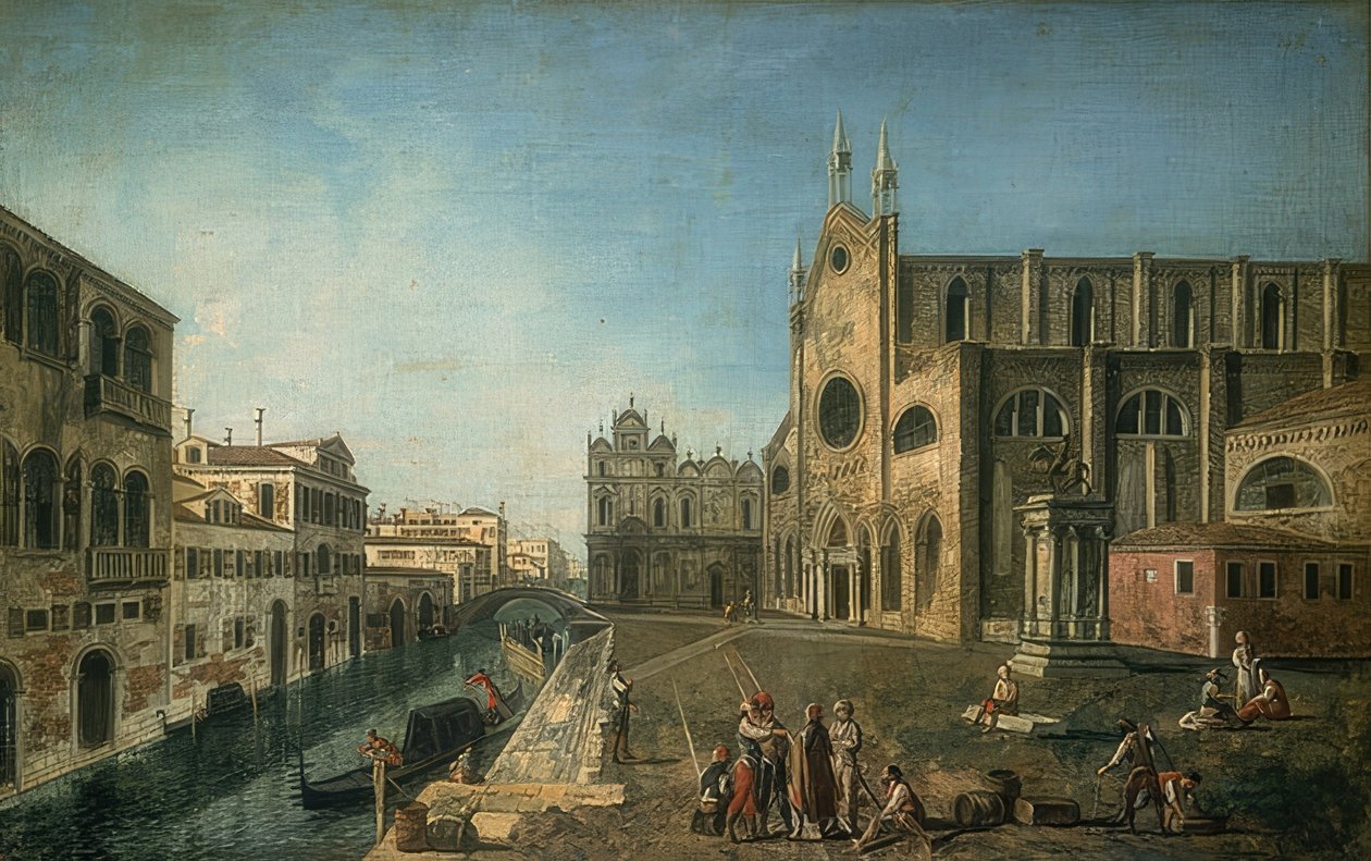 Pohled na Benátky s kostelem Santi Giovanni e Paolo. 1735-1740 od Francesco Albotto