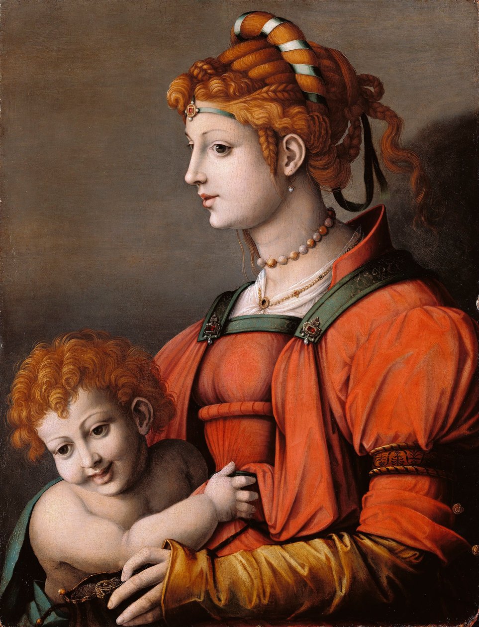Italsky: Ritratto di una donna e bambino / Alegory of Liberality Portrait of a Woman and Child / Alegory of Liberality od Francesco Bacchiacca