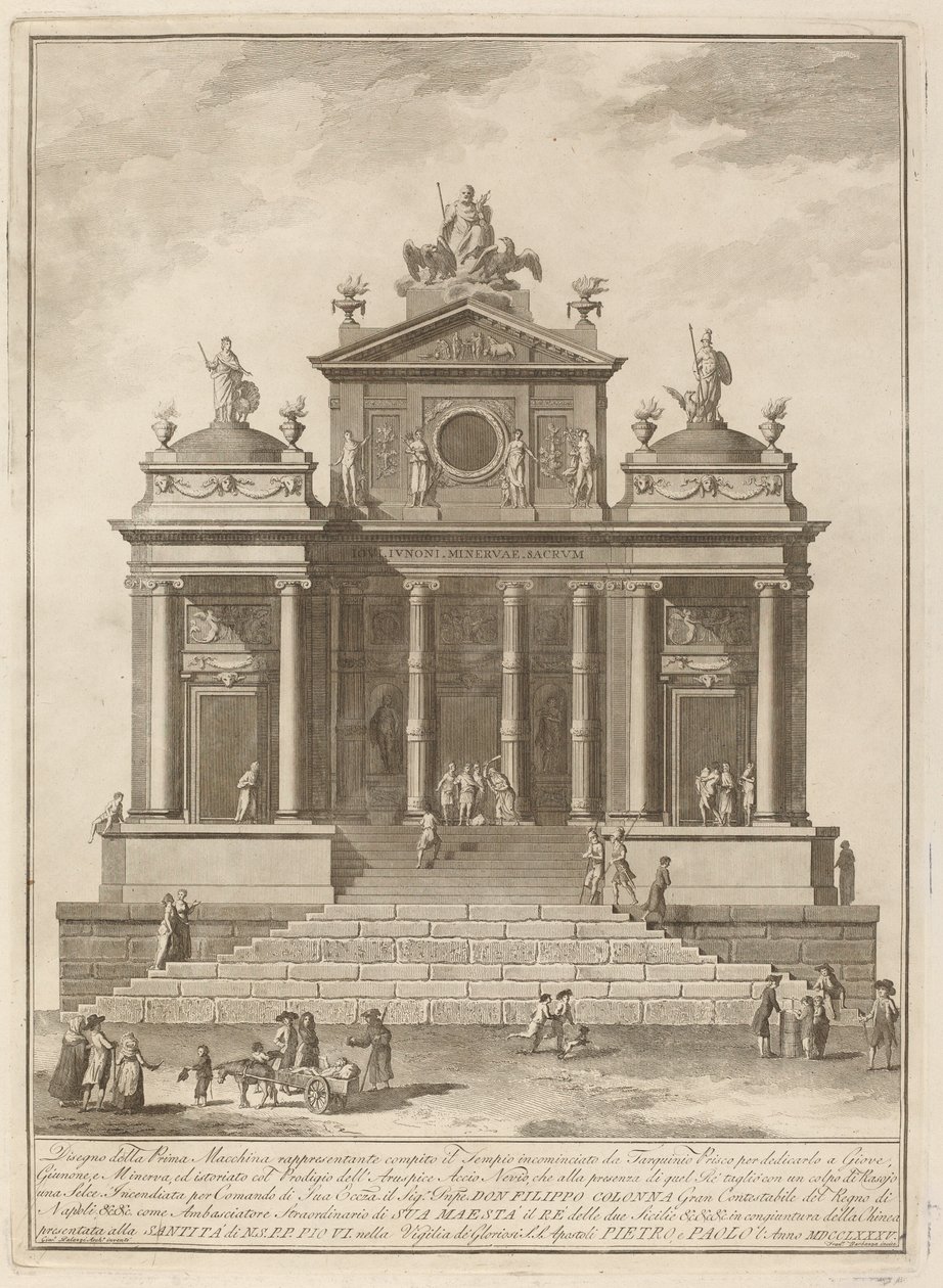 Chrám zasvěcený Jupiteru, Juno a Minervě pro čínský festival v roce 1785. od Francesco Barbazza