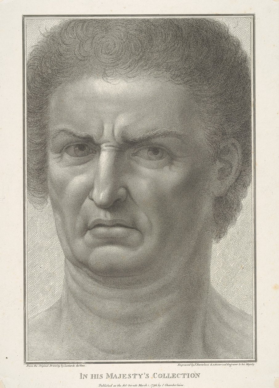 Mužská tvář, pohled zepředu od Francesco Bartolozzi