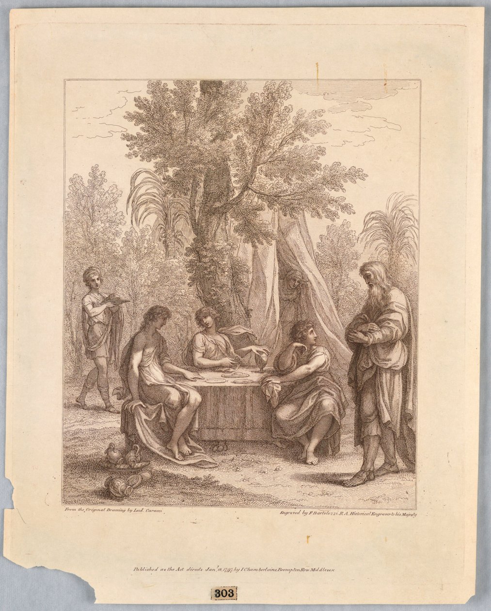 Abraham baví tři anděly od Francesco Bartolozzi