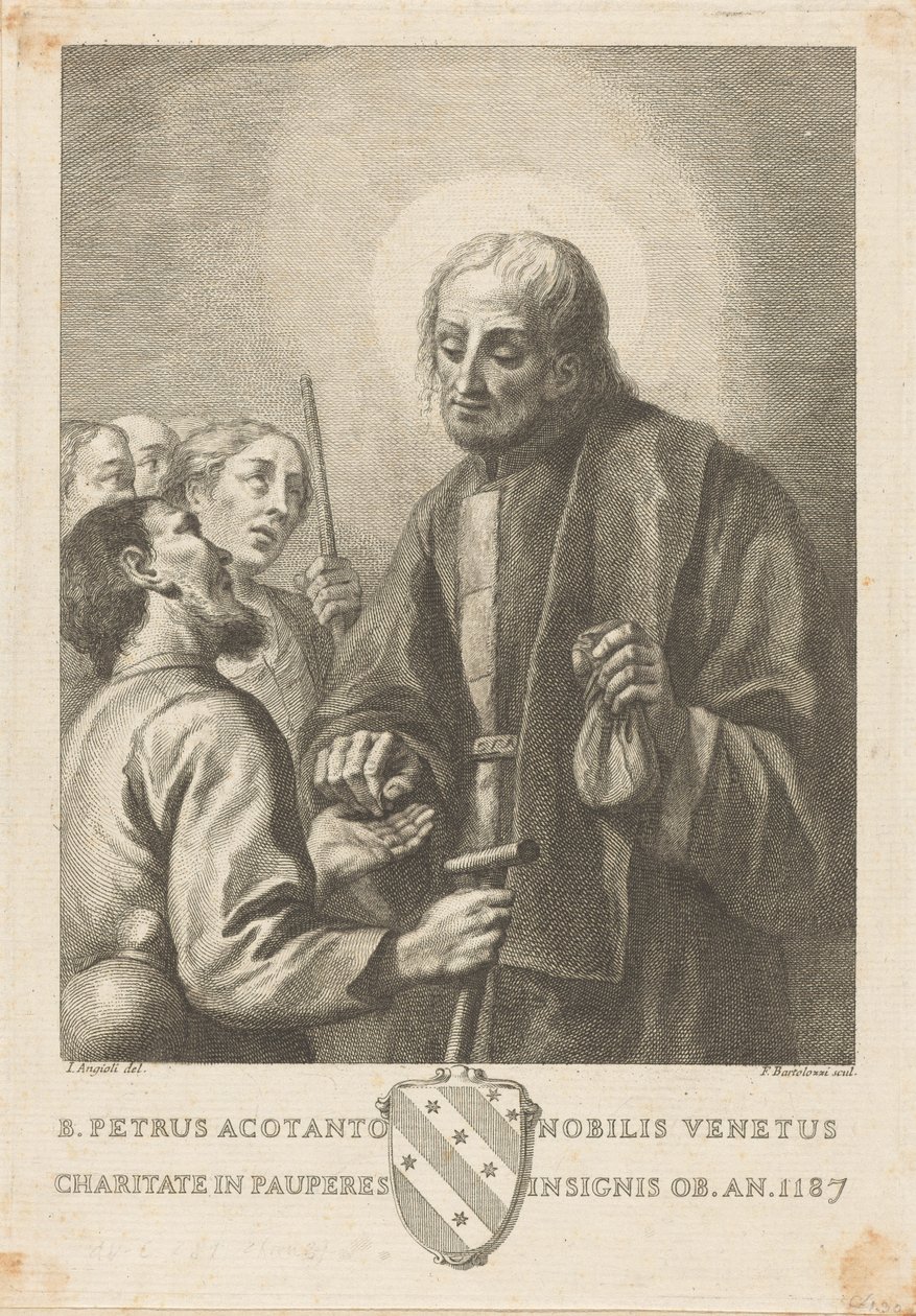 Blahoslavený Petrus Acotanto, benátský šlechtic, proslulý láskou k chudým, zemřel v roce 1187 od Francesco Bartolozzi