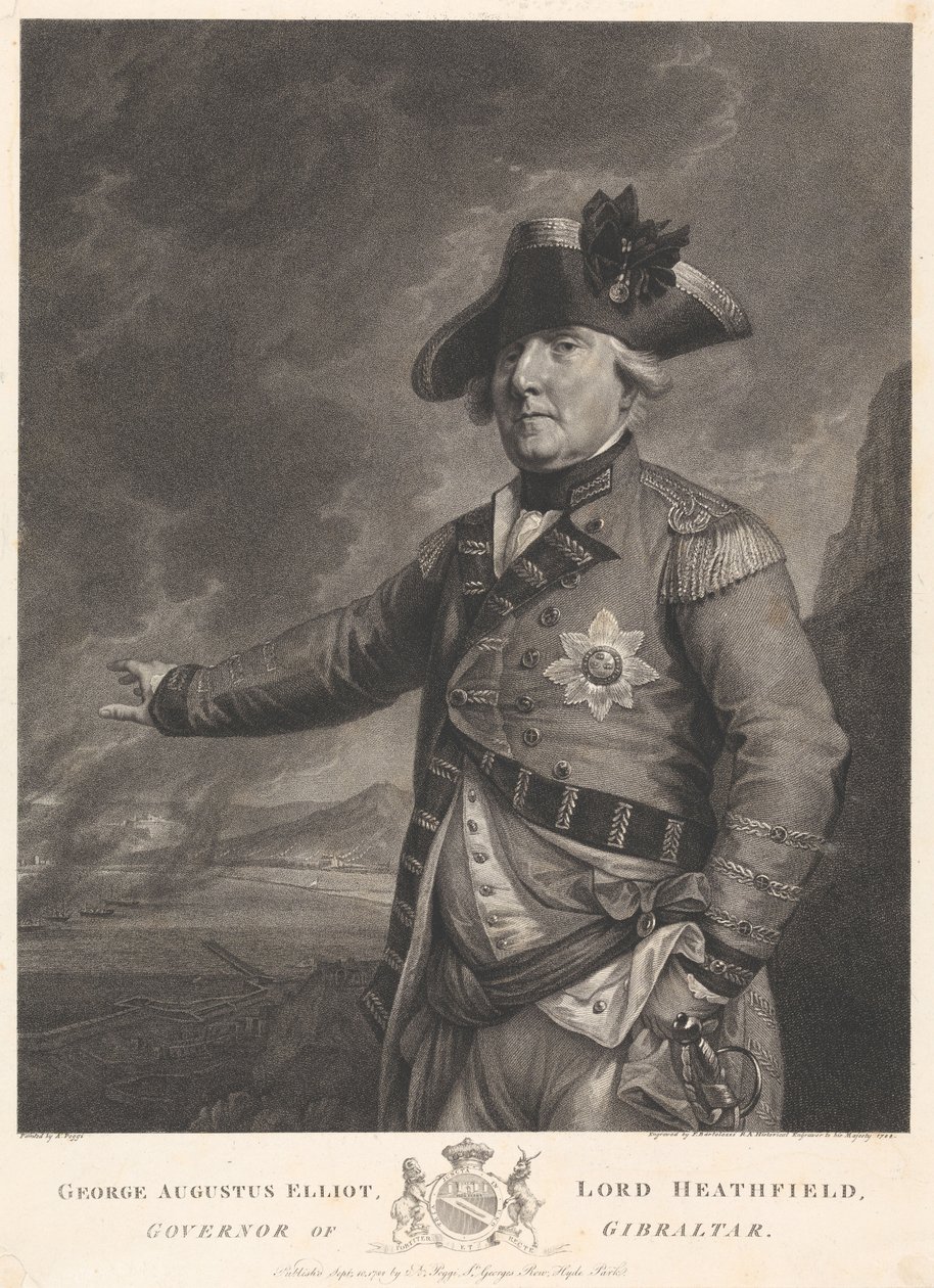 George Augustus Elliot, lord Heathfield, guvernér Gibraltaru od Francesco Bartolozzi