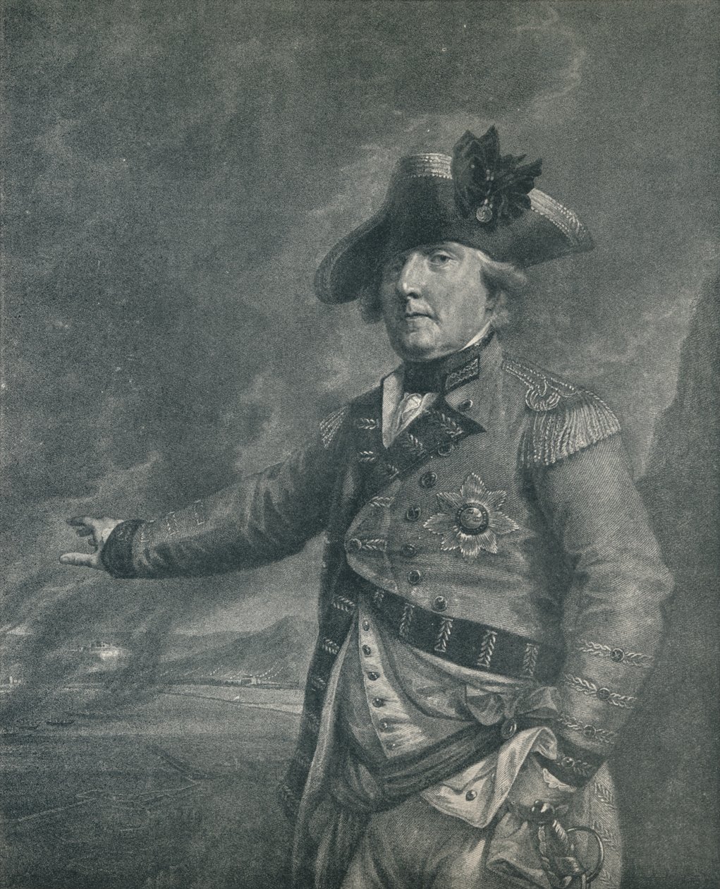 George Augustus Elliot Lord Heathfield, guvernér Gibraltaru, 1788 1909 od Francesco Bartolozzi