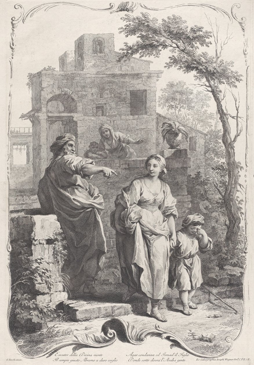 Hagar poslána do divočiny, 1758. od Francesco Bartolozzi