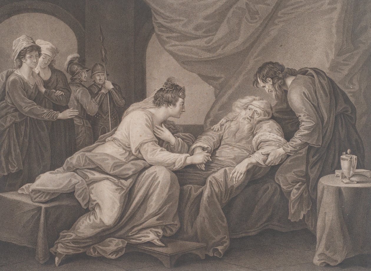 Král Lear a Cordelia Shakespeare, Král Lear, 4. dějství, scéna 7, ca. 1783. od Francesco Bartolozzi