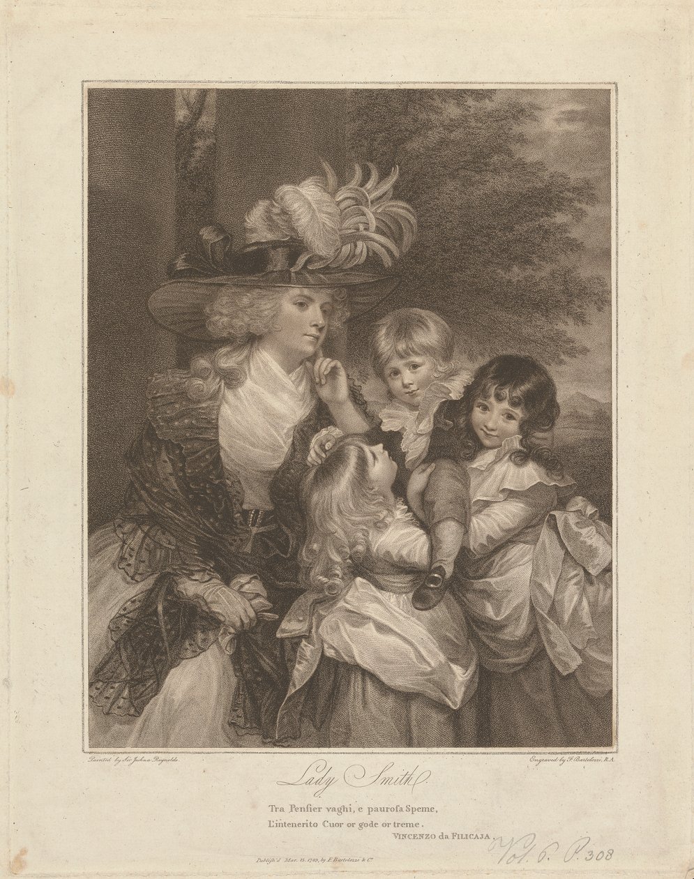 Lady Charlotte Smith a její děti; George Henry, Louisa a Charlotte od Francesco Bartolozzi