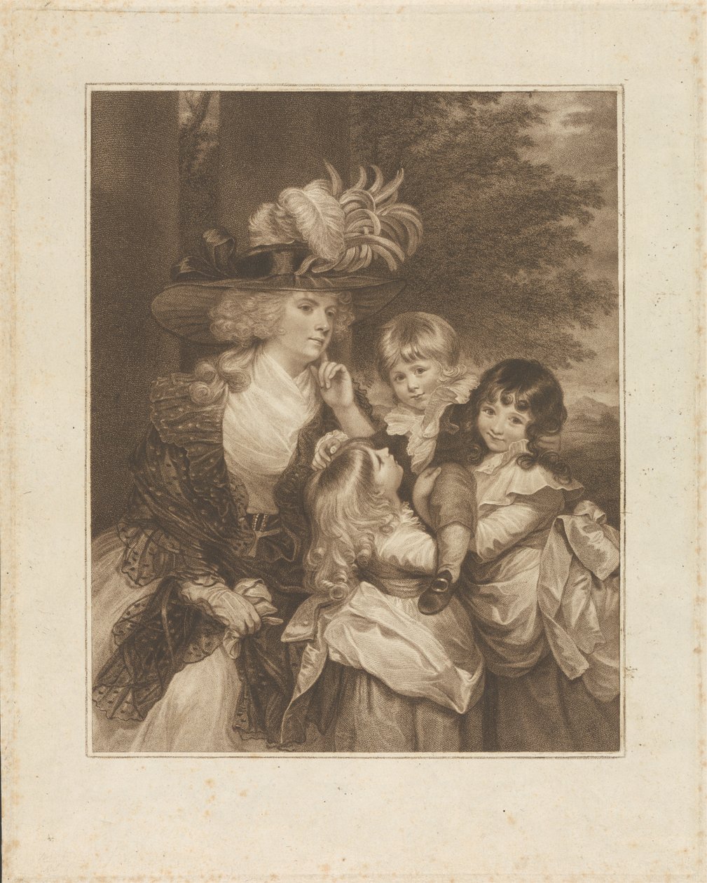 Lady Smith a její děti: George Henry, Louisa a Charlotte od Francesco Bartolozzi
