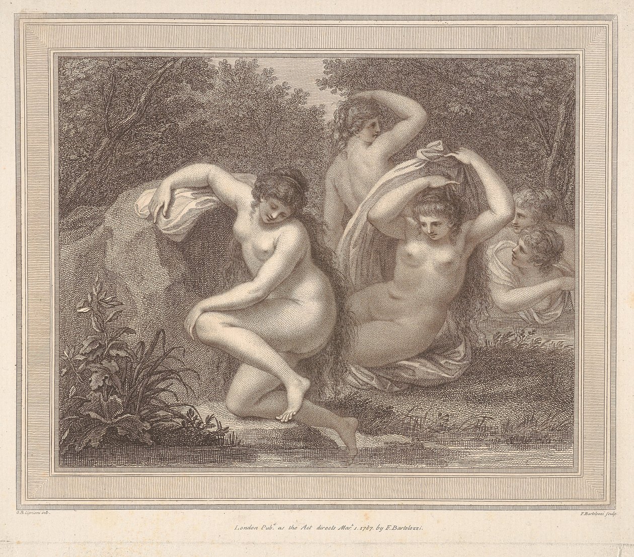 Nymfy a koupající se Diana od Francesco Bartolozzi