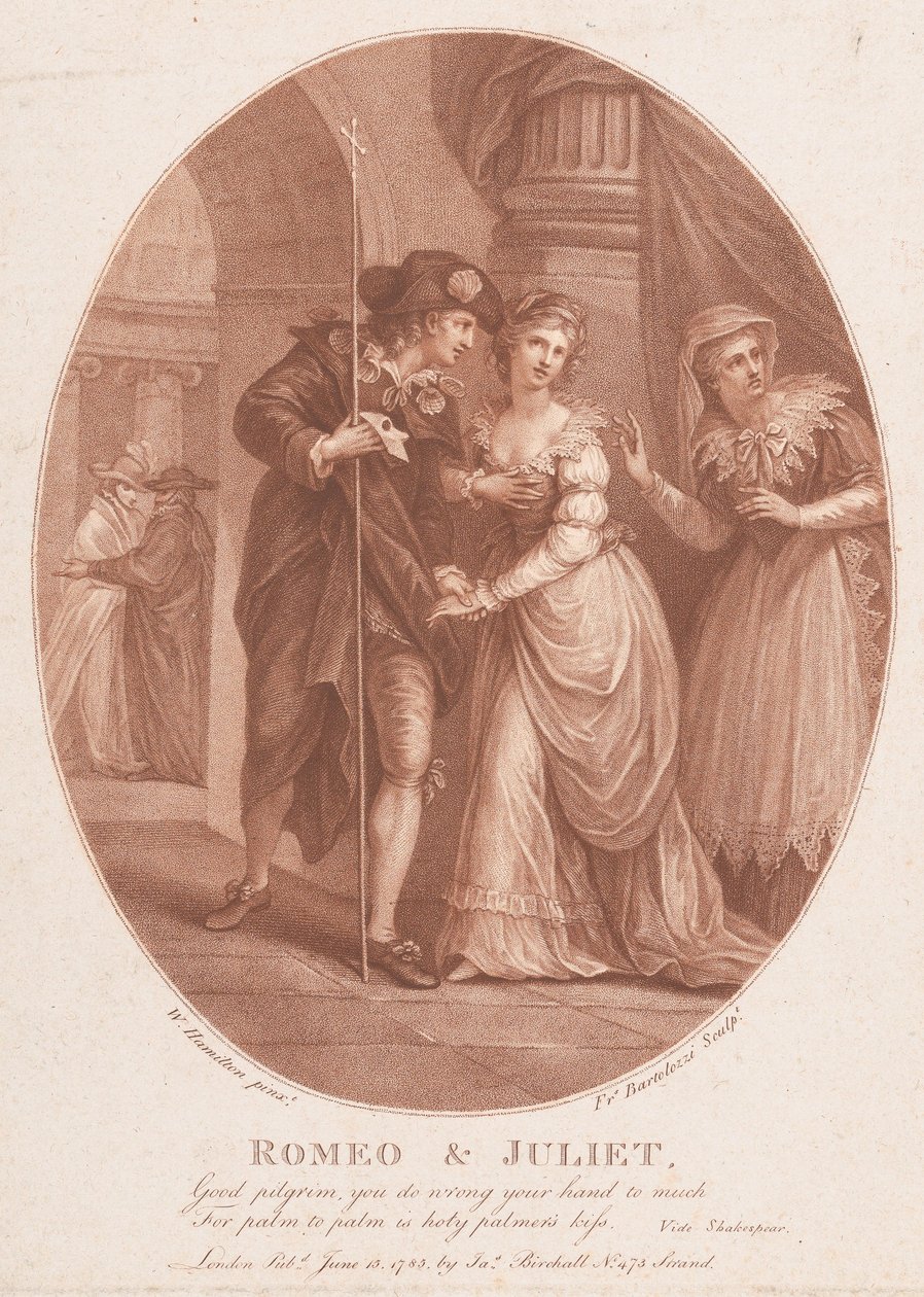 Romeo a Julie na maškarní Shakespeare, Romeo a Julie, 1. dějství, 5. scéna..., 15. června 1785. od Francesco Bartolozzi