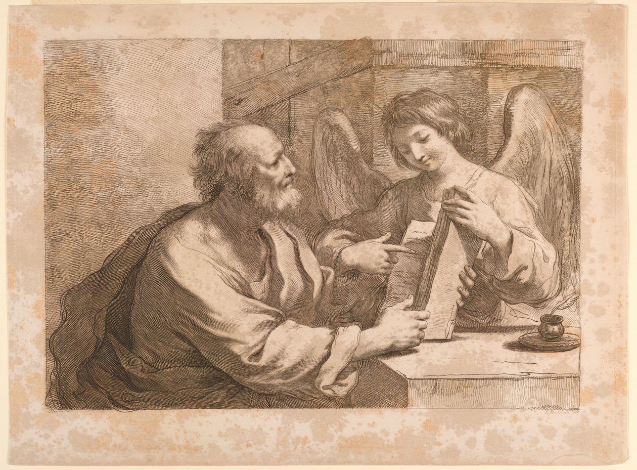 Svatý Matouš s andělem a knihou od Francesco Bartolozzi