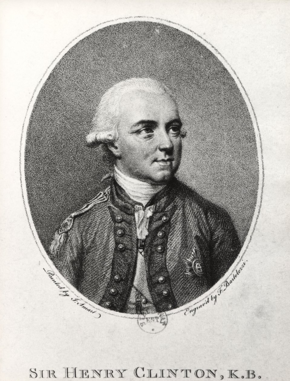 Sir Henry Clinton (1730-95) (rytina) (černobílá fotografie) od Francesco Bartolozzi