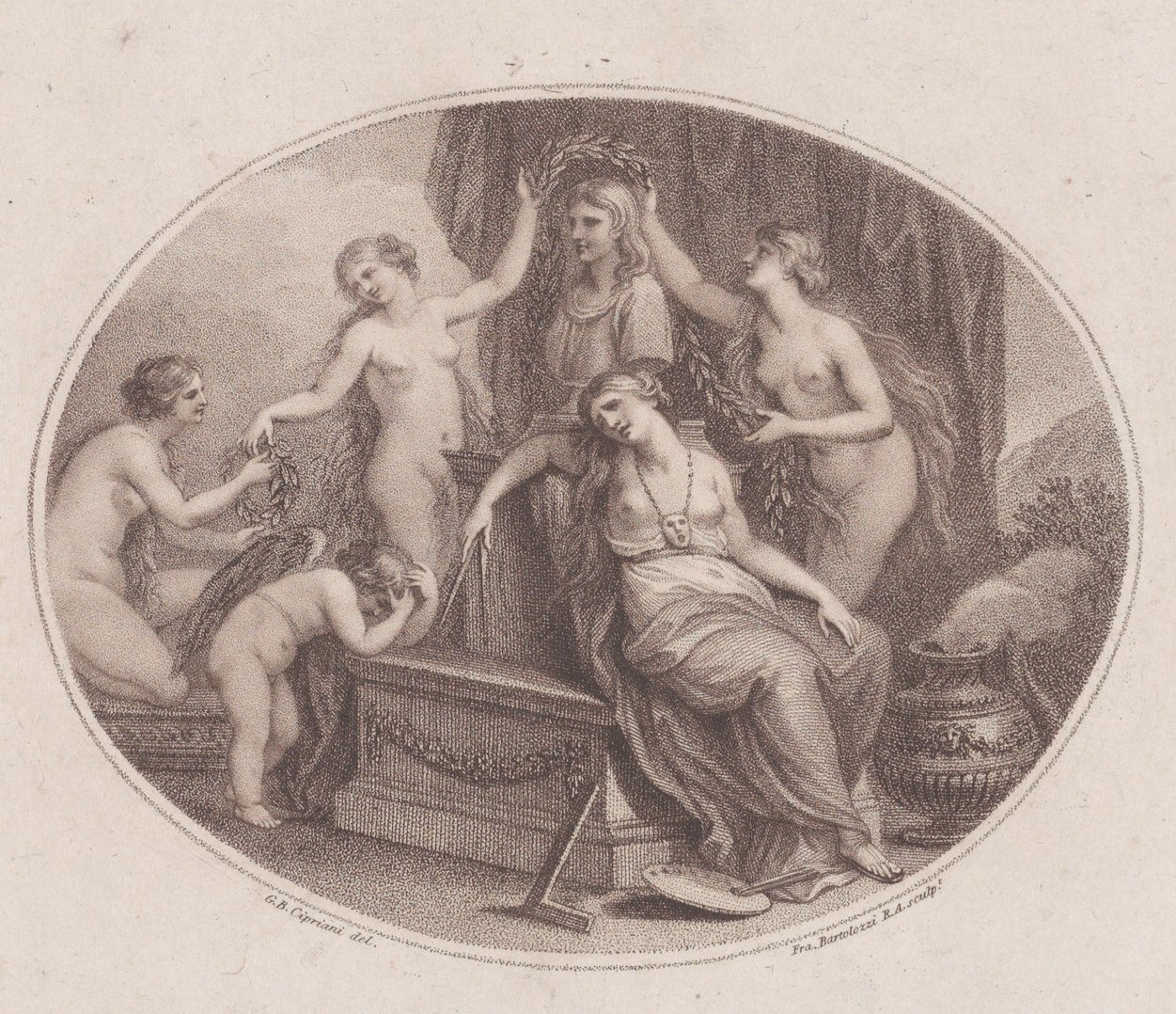 The Graces korunující bustu Raphaela, 28. července 1788. od Francesco Bartolozzi