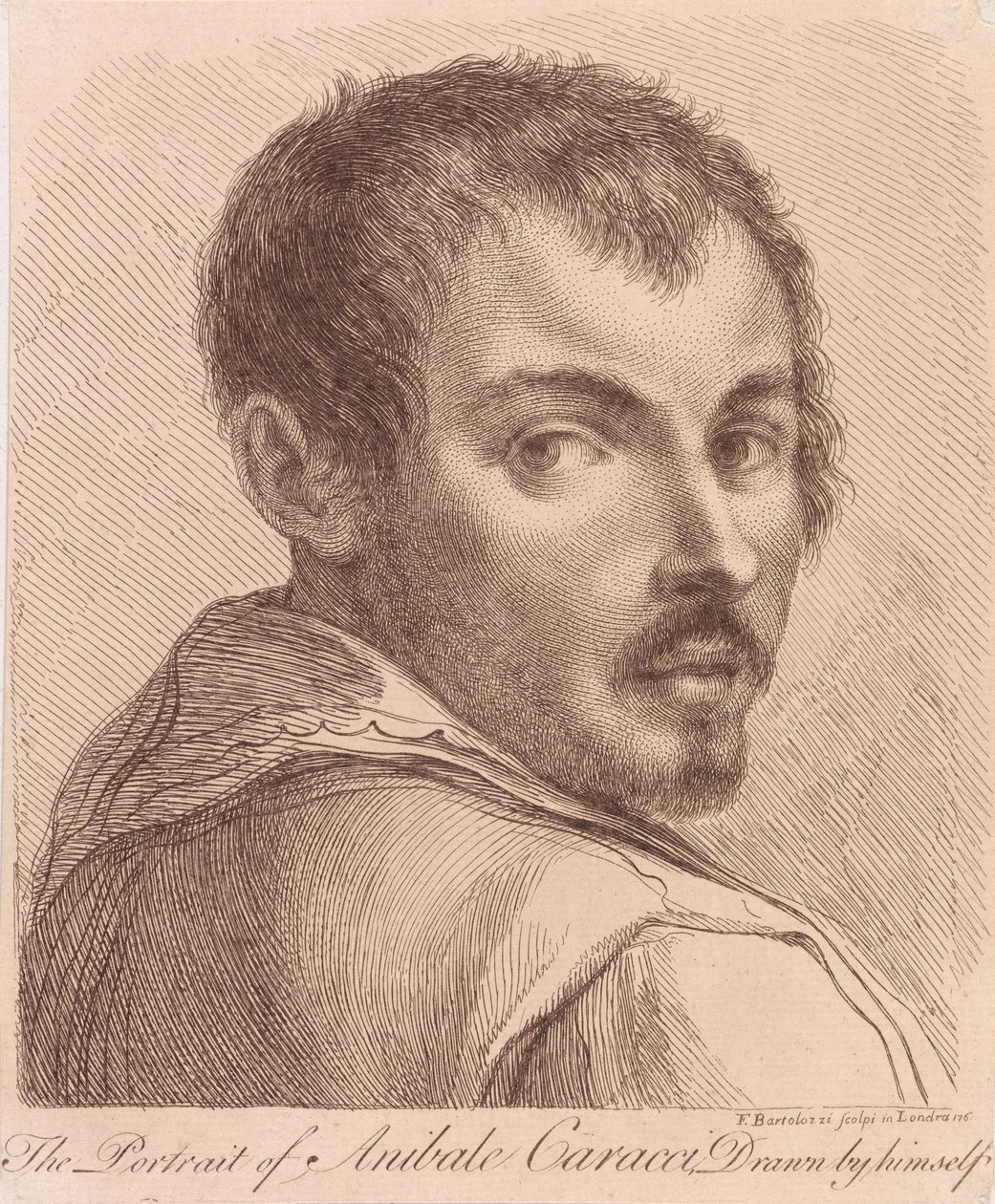 Autoportrét Anibala Caracciho od Francesco Bartolozzi