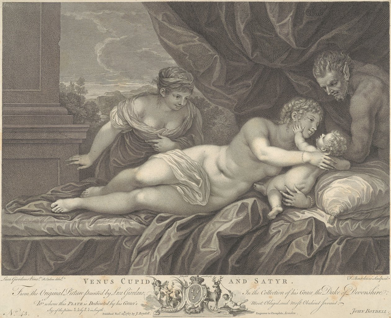 Venuše, Amor a satyr od Francesco Bartolozzi