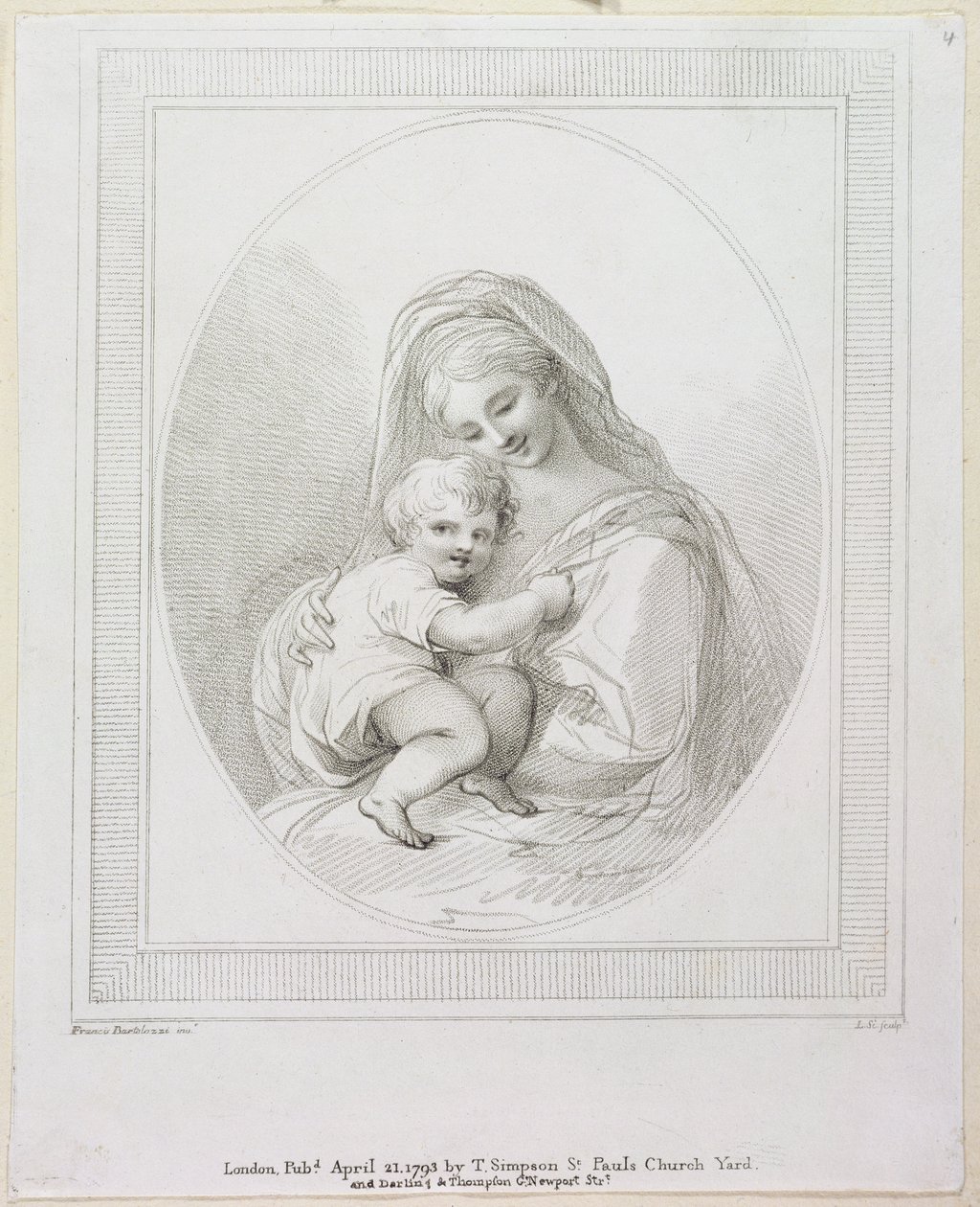 Panna a dítě, ryl Luigi Schiavonetti (1765-1810) 1793 (rytina) od Francesco Bartolozzi