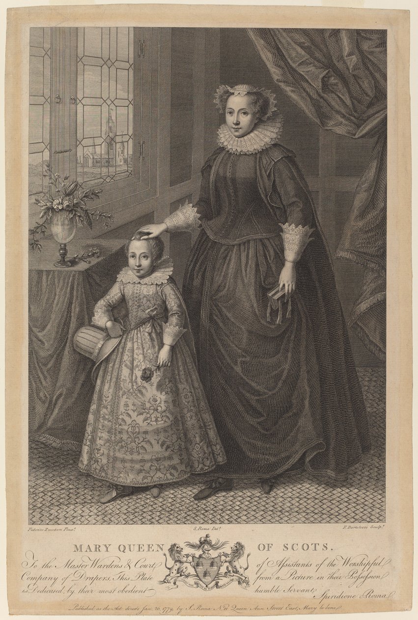 Marie, skotská královna od Francesco Bartolozzi after Federico Zuccaro