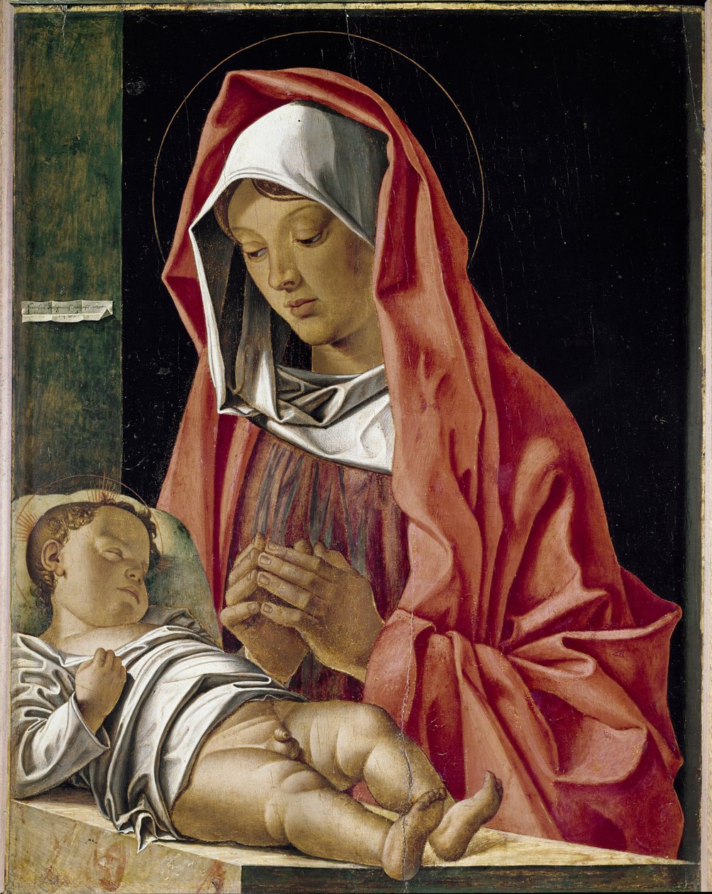 Panna zbožňující dítě Obraz Francesca Bonsignoriho (asi 1455-1519) 1483 Verone, Museo di Castelvecchio Itálie od Francesco Bonsignori