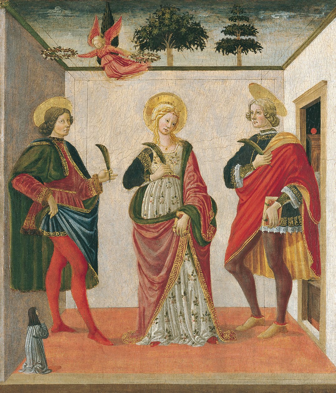 Svatá Cecílie mezi svatým Valeriánem a svatým Tiburciem s dárcem od Francesco Botticini