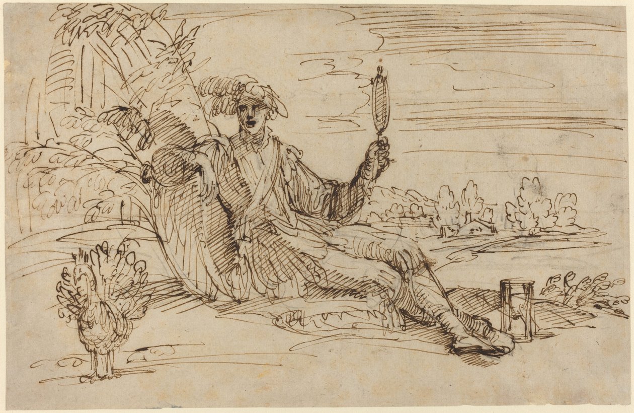 Elegantní mladý muž zosobňující marnivost od Francesco Brizio