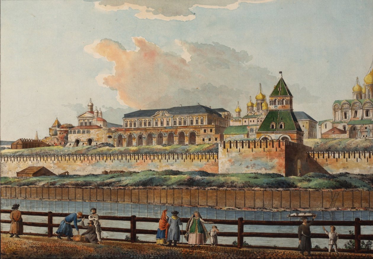 Pohled na Zimní kremelský palác od řeky Moskvy, 1780 od Francesco Camporesi