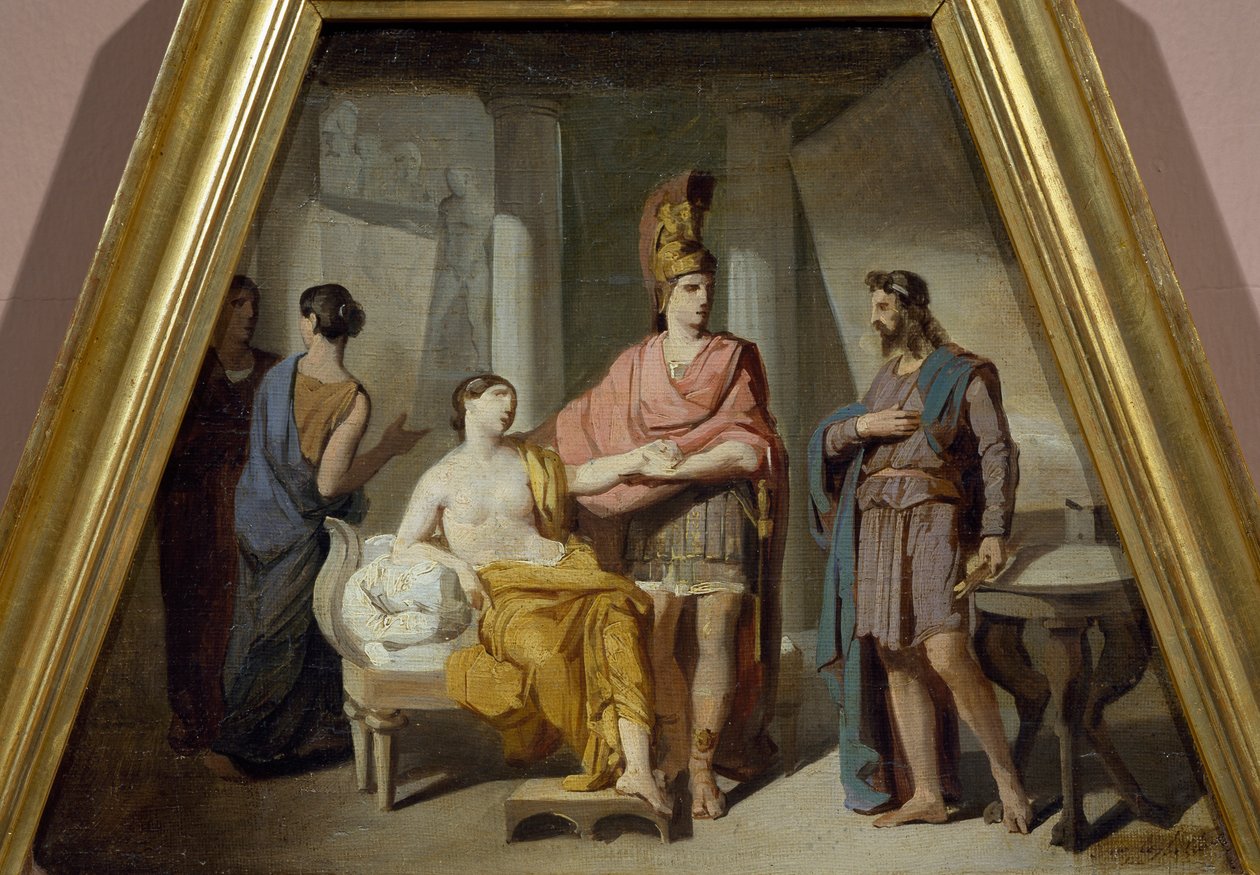 Alexander přenechává svou paní Campaspe Apellesovi, Francesco Coghetti (1804-1875), olej na plátně od Francesco Coghetti
