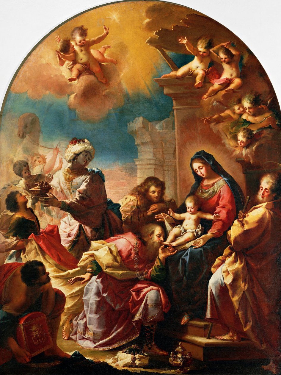 Klanění tří králů, Francesco Conti (1681-1760), kostel Panny Marie Nanebevzetí v Montedomini, Florencie, Toskánsko, Itálie od Francesco Conti