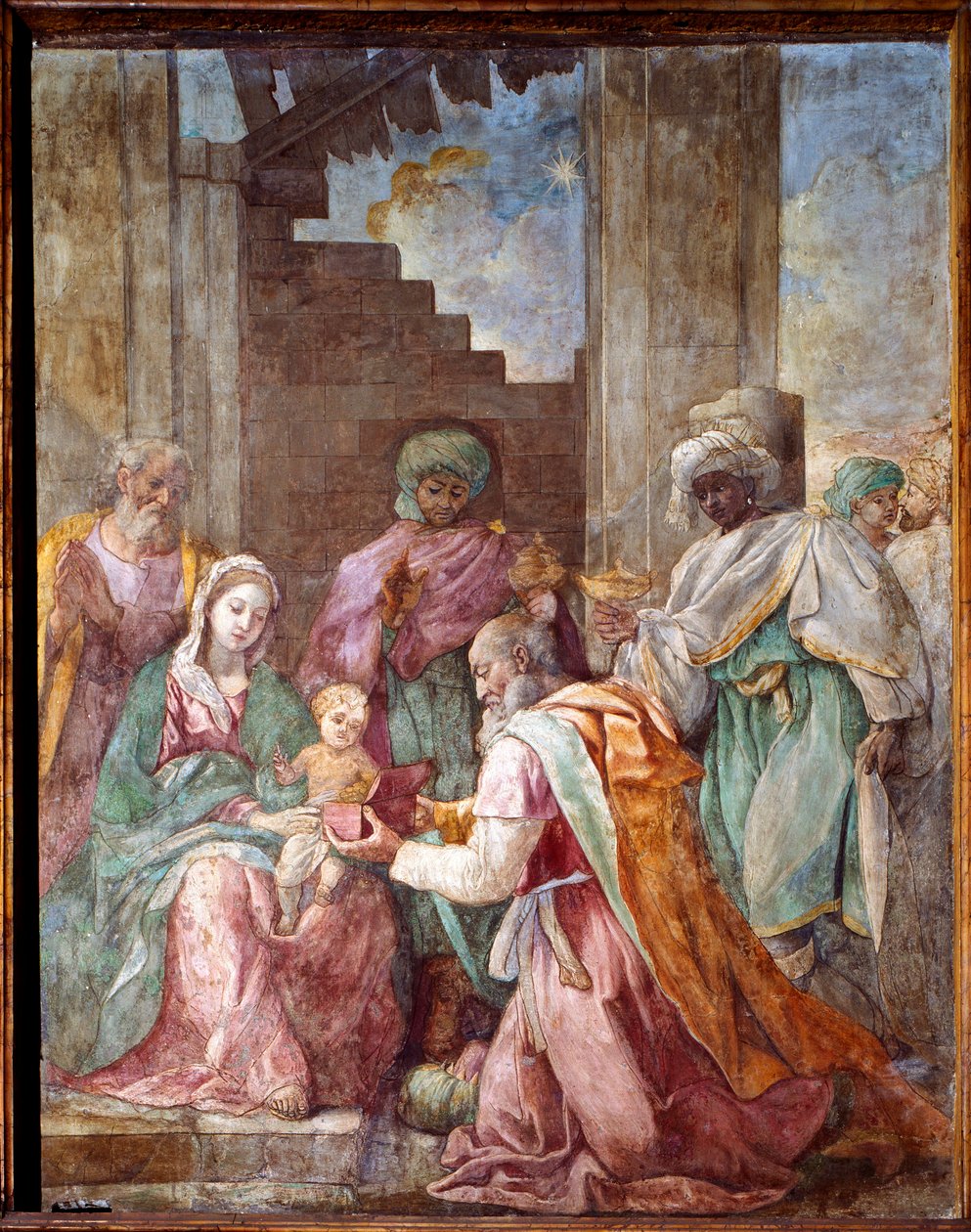 Klanění tří králů (freska od Francesco Cozza