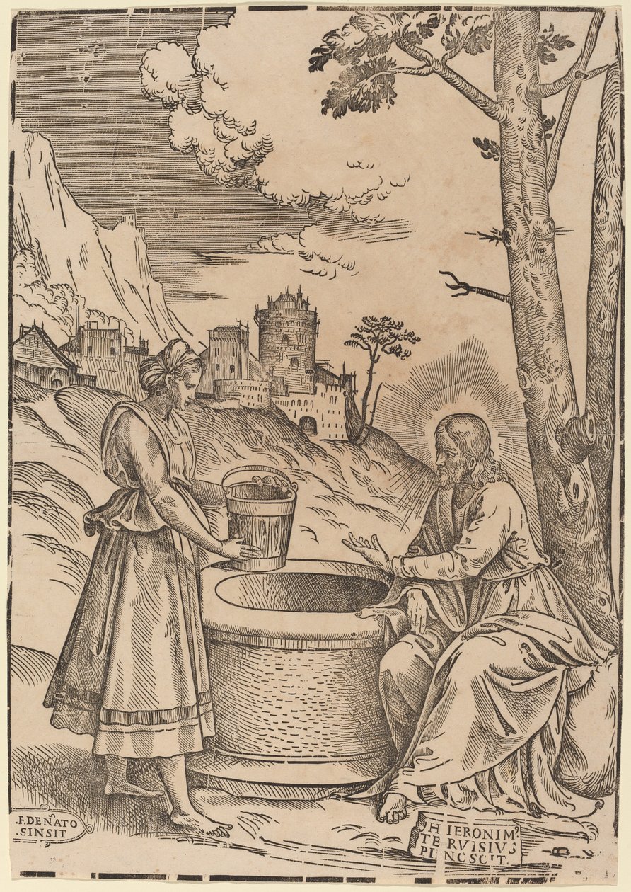 Kristus a žena Samaří od Francesco Denanto after Girolamo Pennacchi